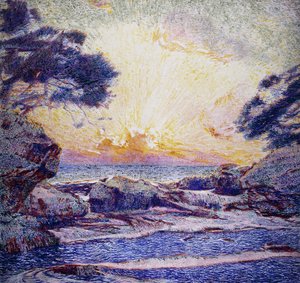 Küstenszene; Sonnenuntergang; Scène de Côte; Coucher de Soleil von Frans Gaillard