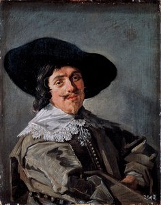 Porträt eines Mannes in einem gelb-grauen Rock Gemälde von Frans Hals (1581/85-1666) um 1633 Dresden, Gemäldegalerie Deutschland von Frans Hals