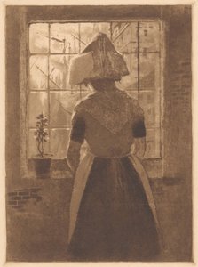 Seeländisches Mädchen vor Fenster von Frans Hermesdorf