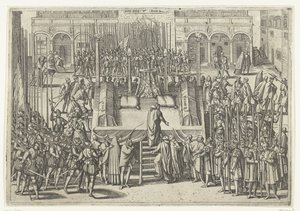 Das Schafott nach der Enthauptung von Egmond und Horne, 1568