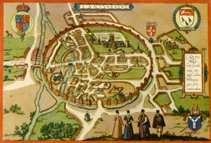 Plan von Canterbury im 16. Jahrhundert, 1943 von Frans Hogenberg