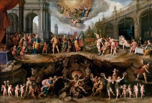 Mann, der zwischen Tugenden und Lastern wählen muss von Frans II Francken