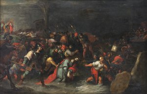 Christus wird nach seiner Verhaftung durch den Bach Cedron geschleppt