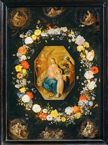 Die Heilige Familie umgeben von einem Blumenkranz von Frans II the Younger Francken