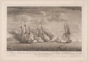 Die Brigg Lougen wird bei St. Thomas angegriffen, 3. März 1801 von Frans Martin Dodt