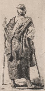 Arabischer Bettler von hinten gesehen