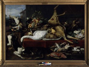 Stillleben mit Wild, Fisch, Obst und Gemüse von Frans Snyders