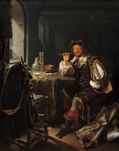 Ein Soldat, der eine Pfeife raucht