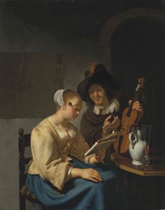 Frau mit Notenblatt und Mann mit Geige