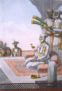Ein Raja mit Begleitern, veröffentlicht 1808-12 von Franz Balthazar Solvyns