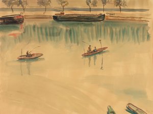 Schiffe auf der Seine bei Paris