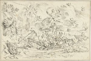 Apollo und Pan in einem Boot von Franz Ertinger