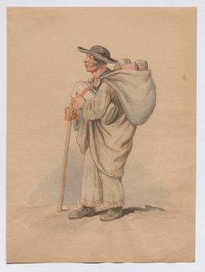 Aus einer Kaufrufserie: Stereotype Darstellung eines "Leinwandkroaten" [Kroatischer Leinwandverkäufer] von Franz Gerasch