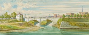 Die Radetzkybrücke über den Wienfluss mit seiner Ausmündung in die Donau