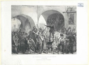 Die Barrikade an der k. k. Universität am 26. Mai 1848 von Franz Gerasch