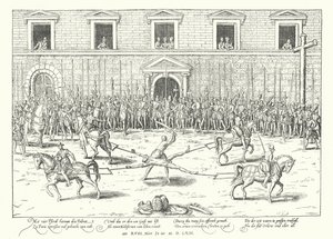Hinrichtung von Jean de Poltrot für den Mord an Franz, Herzog von Guise, Paris, 1563 von Franz Hogenberg