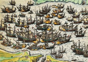 Unbesiegbare Armada, Kupferstich von Franz Hogenberg