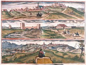Los Palacios y Villafranca - Alcántara - Cabezas, Spanien (Gravur) von Franz Hogenberg