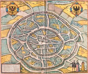 Karte von Aachen, Deutschland von Franz Hogenberg