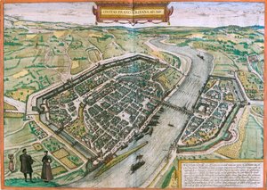 Karte von Frankfurt (Francofordia), Deutschland (Radierung) von Franz Hogenberg