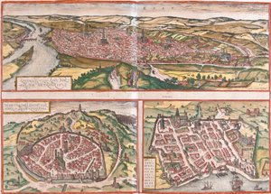 Ansicht von Rouen (Rotomagus), Nimes (Nemausus) und Bordeaux (Burdigala), Frankreich