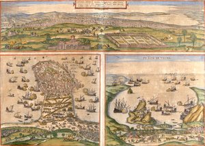 Ansichten von Tunis und Mahdia in Tunesien und Penon de Velez de la Gomera oder Badis, umstritten zwischen Spanien und Marokko