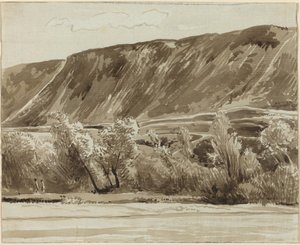 Ein Flussufer mit Bergen im Hintergrund von Franz Innocenz Josef Kobell