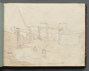 Album mit Ansichten von Rom und Umgebung, Landschaftsstudien, Seite 06a: Rom von der Porta St. Paolo