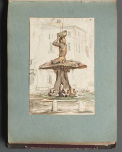 Album mit Ansichten von Rom und Umgebung, Landschaftsstudien, Seite 17a: Römischer Brunnen