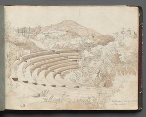 Album mit Ansichten von Rom und Umgebung, Landschaftsstudien, Seite 25a: Amphitheater, Tusculum