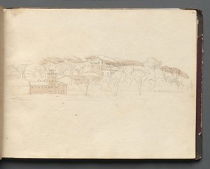 Album mit Ansichten von Rom und Umgebung, Landschaftsstudien, Seite 30a: Römische Panoramasicht von Franz Johann Heinrich Nadorp