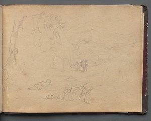 Album mit Ansichten von Rom und Umgebung, Landschaftsstudien, Seite 44a: Figuren in einer Landschaft