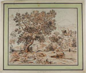 Figuren in idyllischer italienischer Landschaft von Franz Kobell