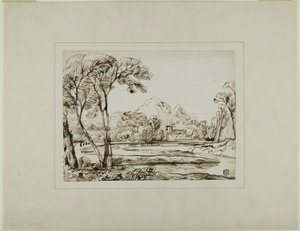 Landschaft mit Fluss und fernen Hügeln von Franz Kobell