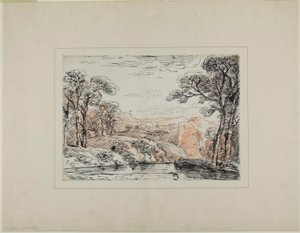 Landschaft mit Fluss und fernen Hügeln von Franz Kobell