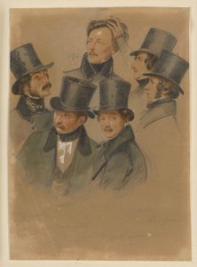 Gustav Boenisch, August Hopfgarten, Friedrich Jentzen, Eduard Meyerheim, Edmund Rabe, Johann Wilhelm Schirmer von Franz Krüger
