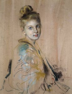 Mädchen mit einem Fächer, 1880er Jahre von Franz von Lenbach