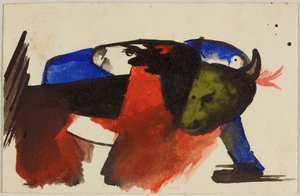 Zwei Tiere, Postkarte aus Sindelsdorf an Wassily Kandinsky in München