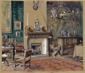 Herrenzimmer mit Kamin von Franz Poledne