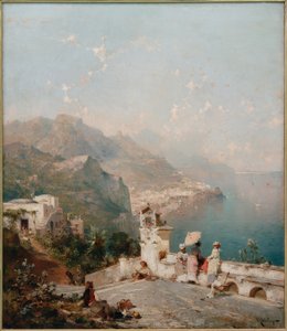 Elegante Damen überblicken den Golf von Salerno von Franz Richard Unterberger