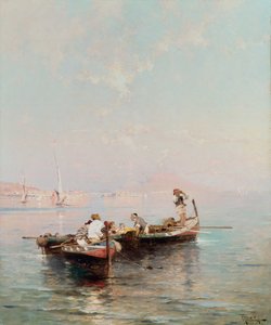 Fischerboot in der Bucht von Neapel von Franz Richard Unterberger