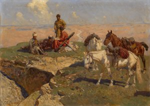Kaukasische Reiter bei der Rast, 1917