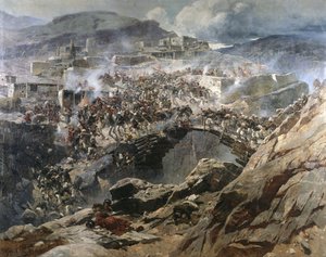 Die Belagerung von Akhoulgo, 1888 von Franz Roubaud