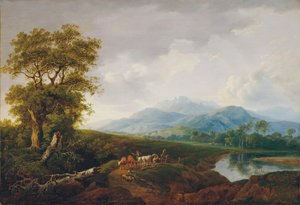 Landschaft mit Schneeberg von Franz Scheyerer