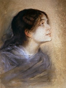 Porträt von Eleonora Duse, italienische Schauspielerin, Gemälde von Franz von Lembach, Pastell auf Karton von Franz Seraph von Lenbach