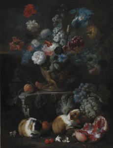 Blumenstück mit Meerschweinchen von Franz Werner Tamm