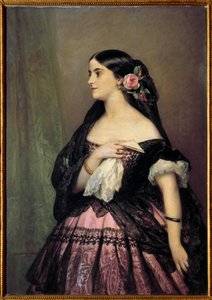 Adelina Patti. Porträt der Sängerin Adelina Patti, spanische Sopranistin in der Rolle der Rosine in „Der Barbier von Sevilla“ von Gioacchino Rossini von Franz Xaver Winterhalter