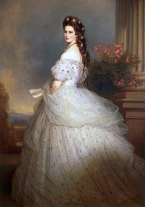 Die Kaiserin Elisabeth von Österreich, mit Diamantsternen im Haar - Porträt von Kaiserin Elisabeth von Österreich mit Diamantsternen im Haar, von Winterhalter, Franz Xavier von Franz Xaver Winterhalter