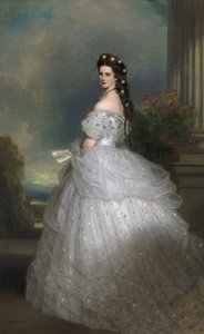 Kaiserin Elisabeth von Österreich im höfischen Galakleid mit Diamantsternen