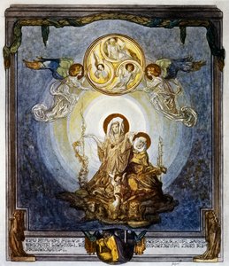 Der Glaube ist die Substanz der Dinge, die wir erhoffen, und der Beweis der Dinge, die nicht gesehen werden, und dies erscheint mir seine Quiddität, Gesang XXIV, Himmel, Göttliche Komödie von Dante Alighieri, Illustration von Franz von Bayros, Wien von Franz von  Bayros